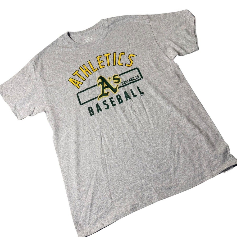 MLB Oakland Athletics As Baseball T-Shirt Mens Large Gray Short Sleeve Graphic
